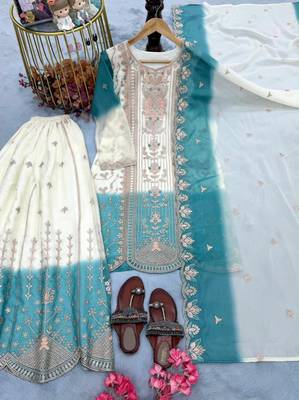 Multicolor georgette embroidered palazzo set 4