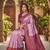 PURPLE WINE ART SILK BANARASI JACUARD WORK SAREE WITH UNSTITCHED BLOUSE PIECE