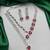 heart ruby red cz necklace earrings set, silver plated bridal jewellery