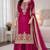 Rani-pink silk blend embroidered palazzo set