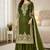 Dark-green silk blend embroidered palazzo set