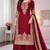 Red silk blend embroidered palazzo set
