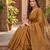 MUSTARD LINEN JACUARD WORK SAREE WITH UNSTITCHED BLOUSE PIECE