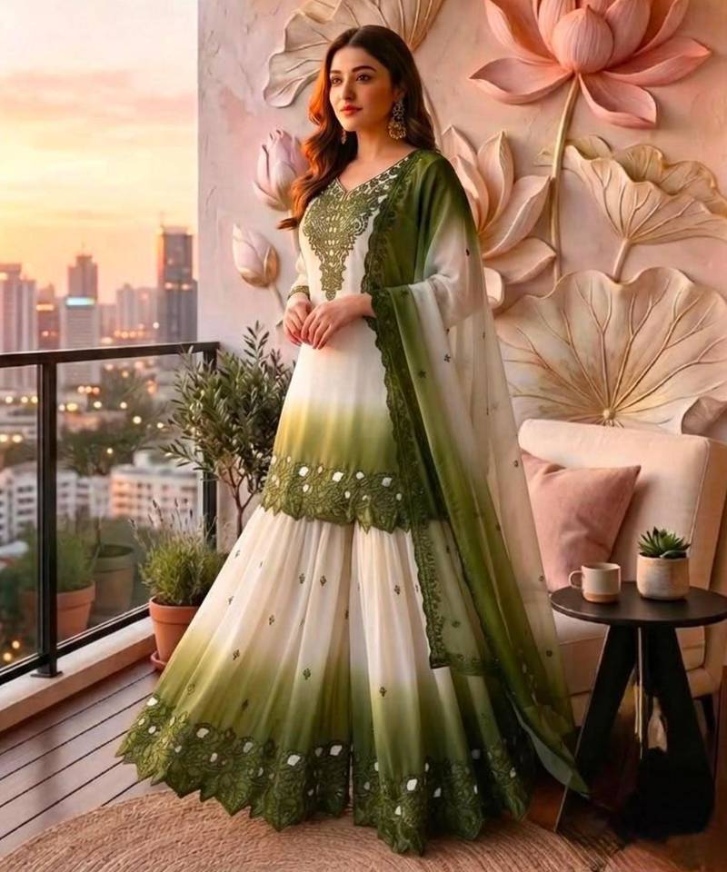 Multicolor georgette embroidered palazzo set