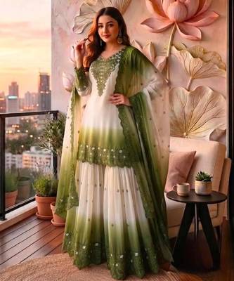 Multicolor georgette embroidered palazzo set 2