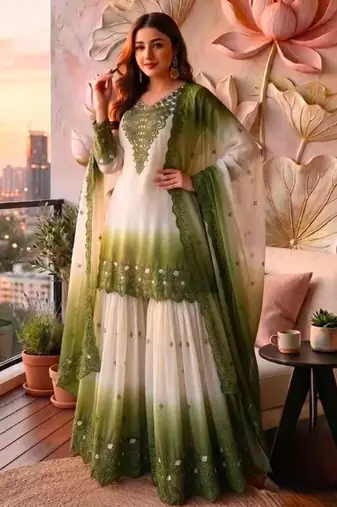 Multicolor georgette embroidered palazzo set