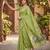 PARROT GREEN LINEN JACUARD WORK SAREE WITH UNSTITCHED BLOUSE PIECE
