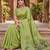 PARROT GREEN LINEN JACUARD WORK SAREE WITH UNSTITCHED BLOUSE PIECE