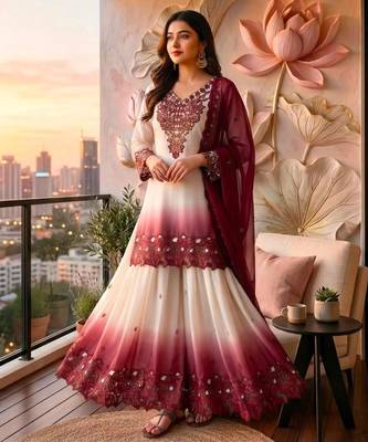 Multicolor georgette embroidered palazzo set 2