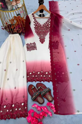 Multicolor georgette embroidered palazzo set