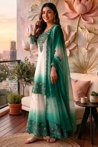Multicolor georgette embroidered palazzo set