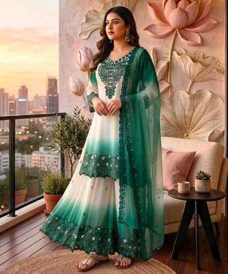 Multicolor georgette embroidered palazzo set 2