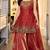 Red silk blend embroidered palazzo set