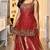 Red silk blend embroidered palazzo set
