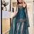 Teal silk blend embroidered palazzo set