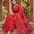 RED LINEN JACUARD WORK SAREE WITH UNSTITCHED BLOUSE PIECE