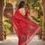 RED LINEN JACUARD WORK SAREE WITH UNSTITCHED BLOUSE PIECE