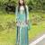 Green silk blend embroidered palazzo set
