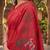 RED LINEN JACUARD WORK SAREE WITH UNSTITCHED BLOUSE PIECE