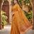 RUST LINEN JACUARD WORK SAREE WITH UNSTITCHED BLOUSE PIECE