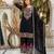 Black silk blend embroidered palazzo set