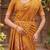 RUST LINEN JACUARD WORK SAREE WITH UNSTITCHED BLOUSE PIECE