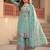 Sea-green silk blend embroidered palazzo set