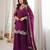 Purple silk blend embroidered palazzo set