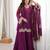 Purple silk blend embroidered palazzo set
