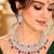 ruby red bridal jewellery set, silver-plated choker, drop earrings, maang tikka, bollywood statement necklace