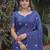 BLUE LINEN JACUARD WORK SAREE WITH UNSTITCHED BLOUSE PIECE