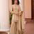 Beige satin embroidered sharara set