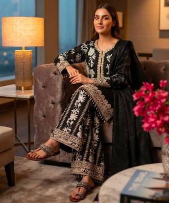 Black georgette embroidered palazzo set 2