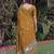 MUSTARD LINEN JACUARD WORK SAREE WITH UNSTITCHED BLOUSE PIECE