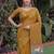 MUSTARD LINEN JACUARD WORK SAREE WITH UNSTITCHED BLOUSE PIECE