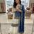 Blue faux georgette embroidered sharara set