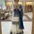 Blue faux georgette embroidered sharara set