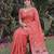 PEACH LINEN JACUARD WORK SAREE WITH UNSTITCHED BLOUSE PIECE