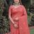 PEACH LINEN JACUARD WORK SAREE WITH UNSTITCHED BLOUSE PIECE