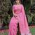 PINK LINEN JACUARD WORK SAREE WITH UNSTITCHED BLOUSE PIECE