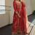 Red georgette embroidered flared gown set