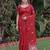 RED LINEN JACUARD WORK SAREE WITH UNSTITCHED BLOUSE PIECE
