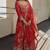 Red georgette embroidered flared gown set
