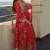 Red georgette embroidered flared gown set