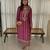 Rani-pink silk blend embroidered kurta set