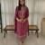 Rani-pink silk blend embroidered kurta set