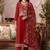 Red pure organza heavy thread embroidery, mirror, sequins with hand work readymade salwar kameez