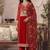 Red pure organza heavy thread embroidery, mirror, sequins with hand work readymade salwar kameez