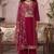 Rani pink pure organza heavy thread embroidery, mirror, sequins with hand work readymade salwar kameez