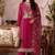 Rani pink pure organza heavy thread embroidery, mirror, sequins with hand work readymade salwar kameez